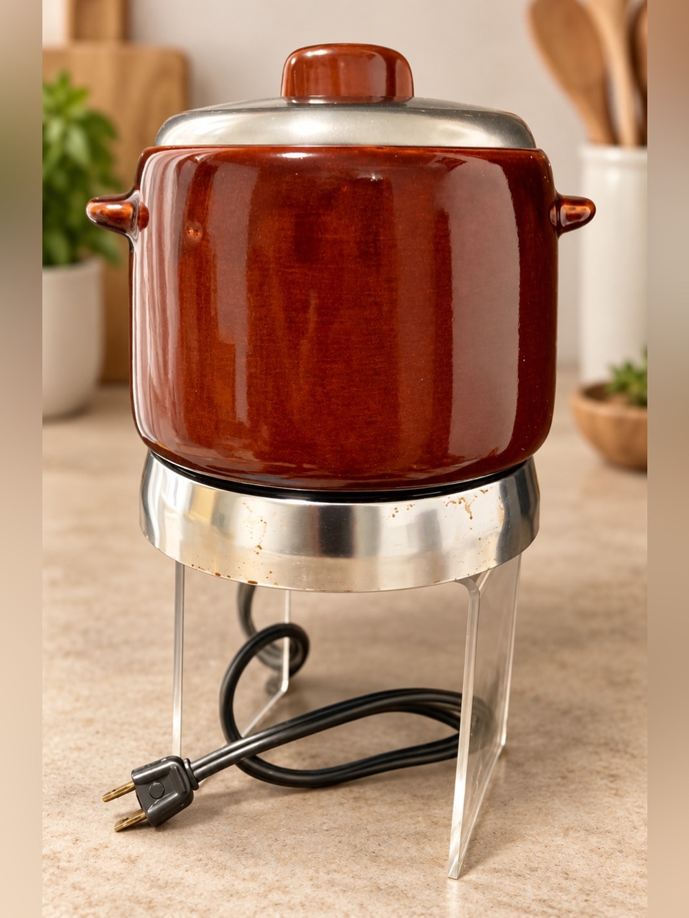 🔍Vintage West Bend Heat-Rite Electric Bean Pot With Ceramic Crock & Lid